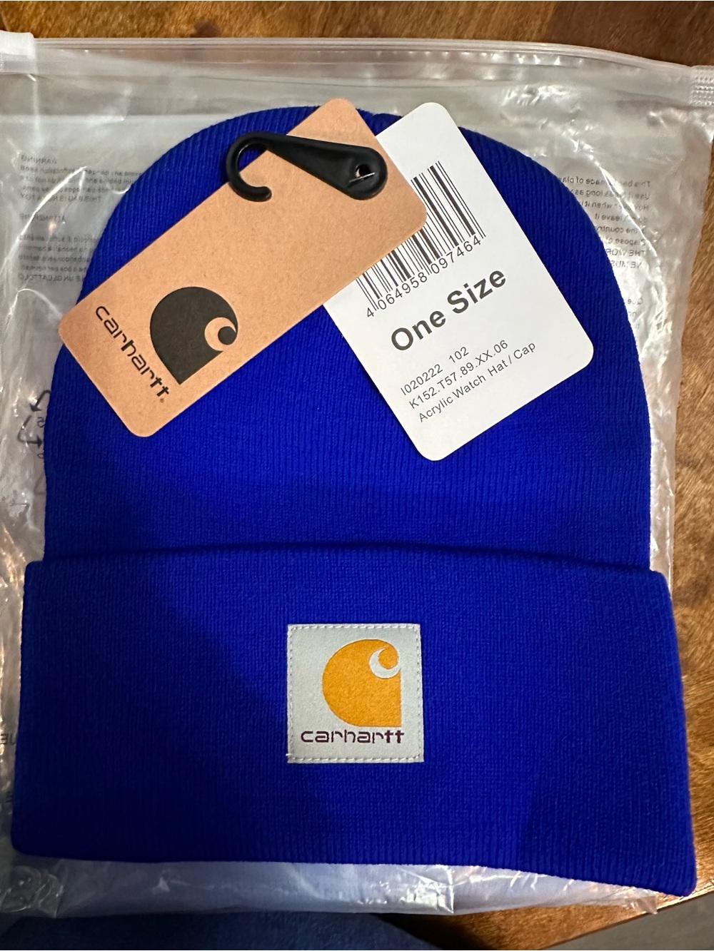 Carhartt Adult Royal Blue Acrylic Cuffed Beanie with Gold Logo